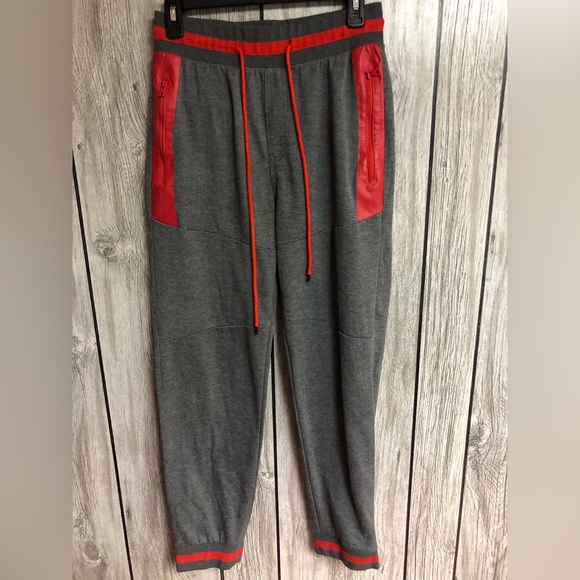 Atomic Black Label Track Pants Grey And Red 28” Waist Zipper Pockets - Picture 1 of 10